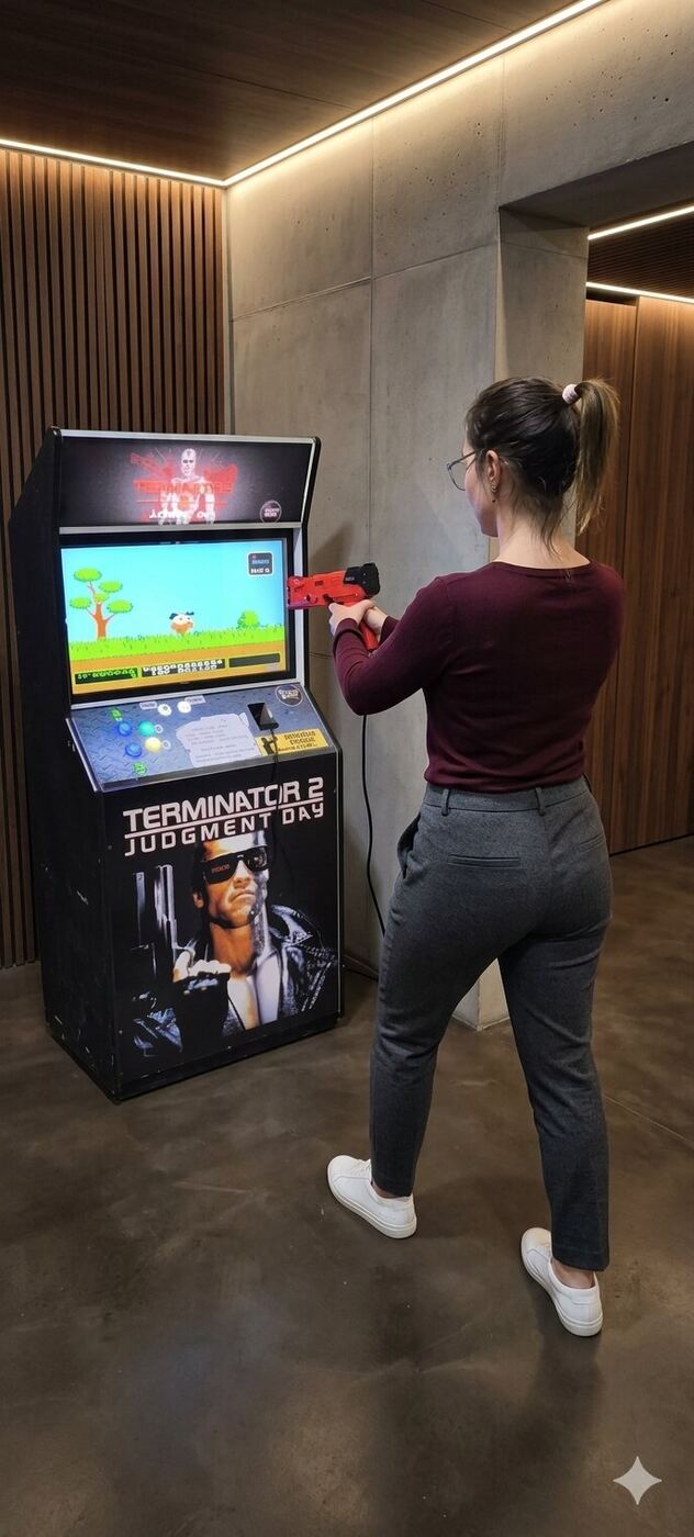 Arcade de disparos en funcionamiento